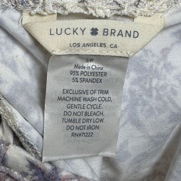 Lucky Brand Tank Top Womens Small Cream Floral Lace Racerback Boho Casual - Picture 6 of 12